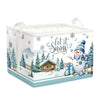 HUUMONSS Snowman Christmas Gift Basket Christmas Tree Shelf Toy Storage Box Collapsible Baby Nursery Hamper, Blue, 36L