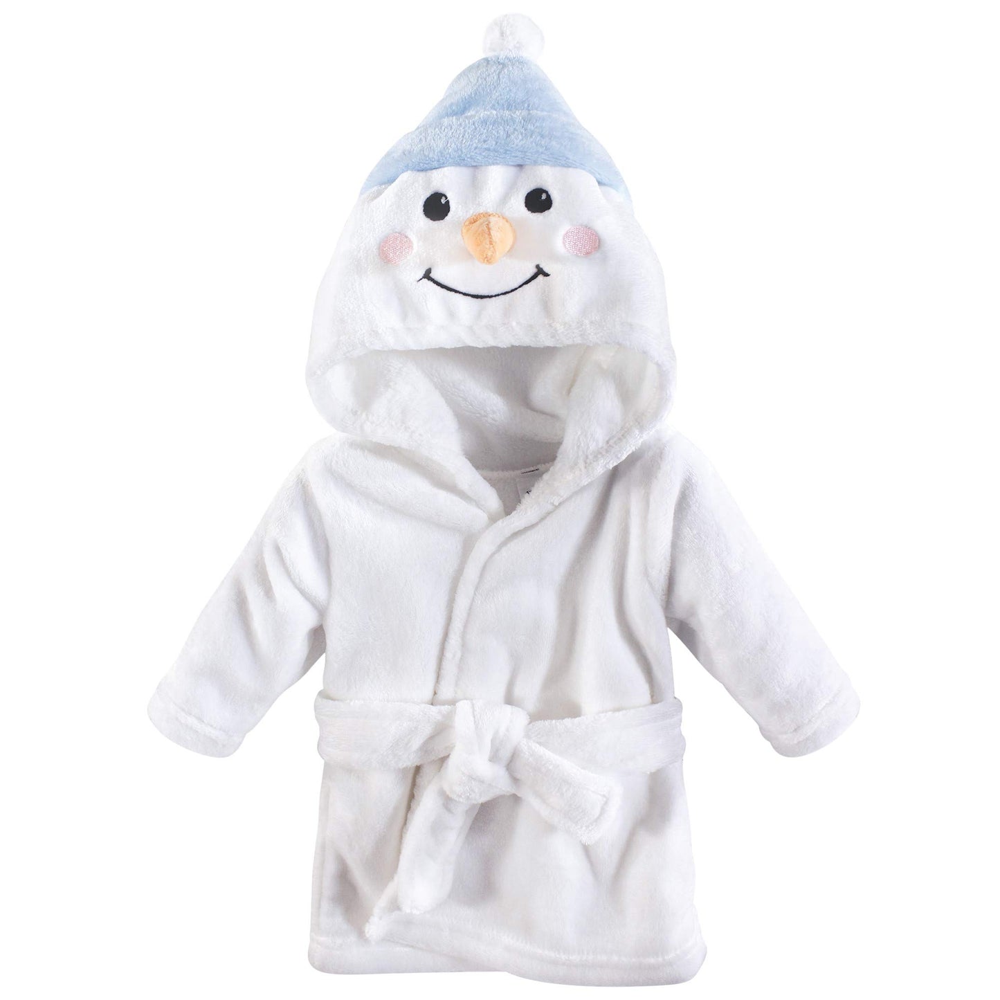 Hudson Baby Unisex Baby Plush Animal Face Bathrobe, Snowman, 0-9 Months