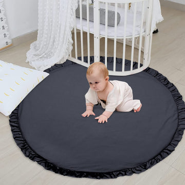 Abreeze Baby Cotton Play Mat Soft Crawling Mat White Detachable Washable Game Blanket Floor Playmats Kids Infant Child Activity