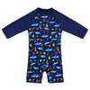 Upandfast Baby Boy Long Sleeve Swimwear Baby Beach One Piece Swimsuit With Snap Bottom (Navy, 9-12 Months)