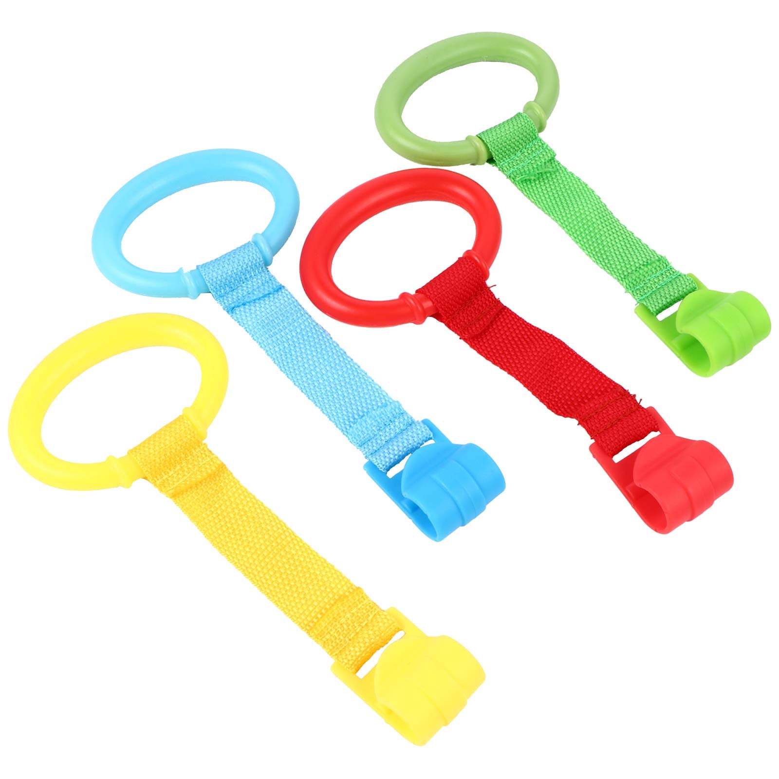 Toyandona 4Pcs Baby Crib Pull Ring Baby Bed Stand Up Rings Baby Cot Rings Walking Assistant For Baby Toddler