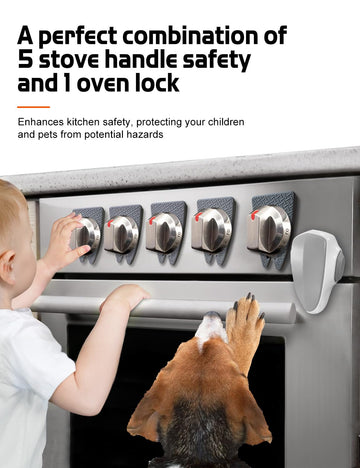 Stove Gas Knob Safety Covers,Oven Knob Covers For Child Safety,Baby Burners Proof Stove Knob Locks,Oven Door Baby Proofing (Grey