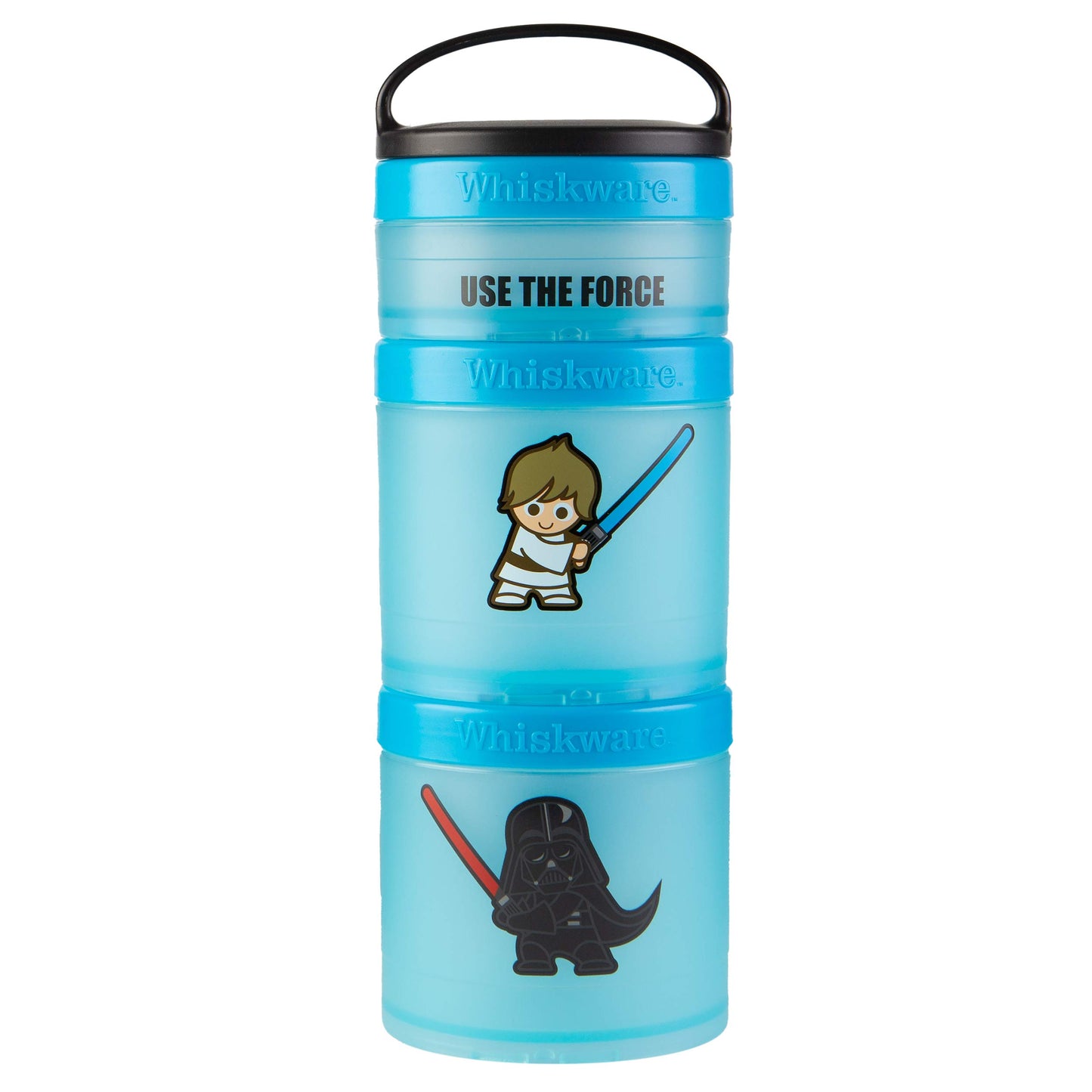 Whiskware Star Wars Stackable Snack Containers for Kids and Toddlers, 3 Stackable Snack Cups for School and Travel, Luke Skywalk