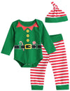 Aslaylme Baby Boy Christmas Outfit Xmas Clothes Elf Bodysuit (Green,18-24 Months)