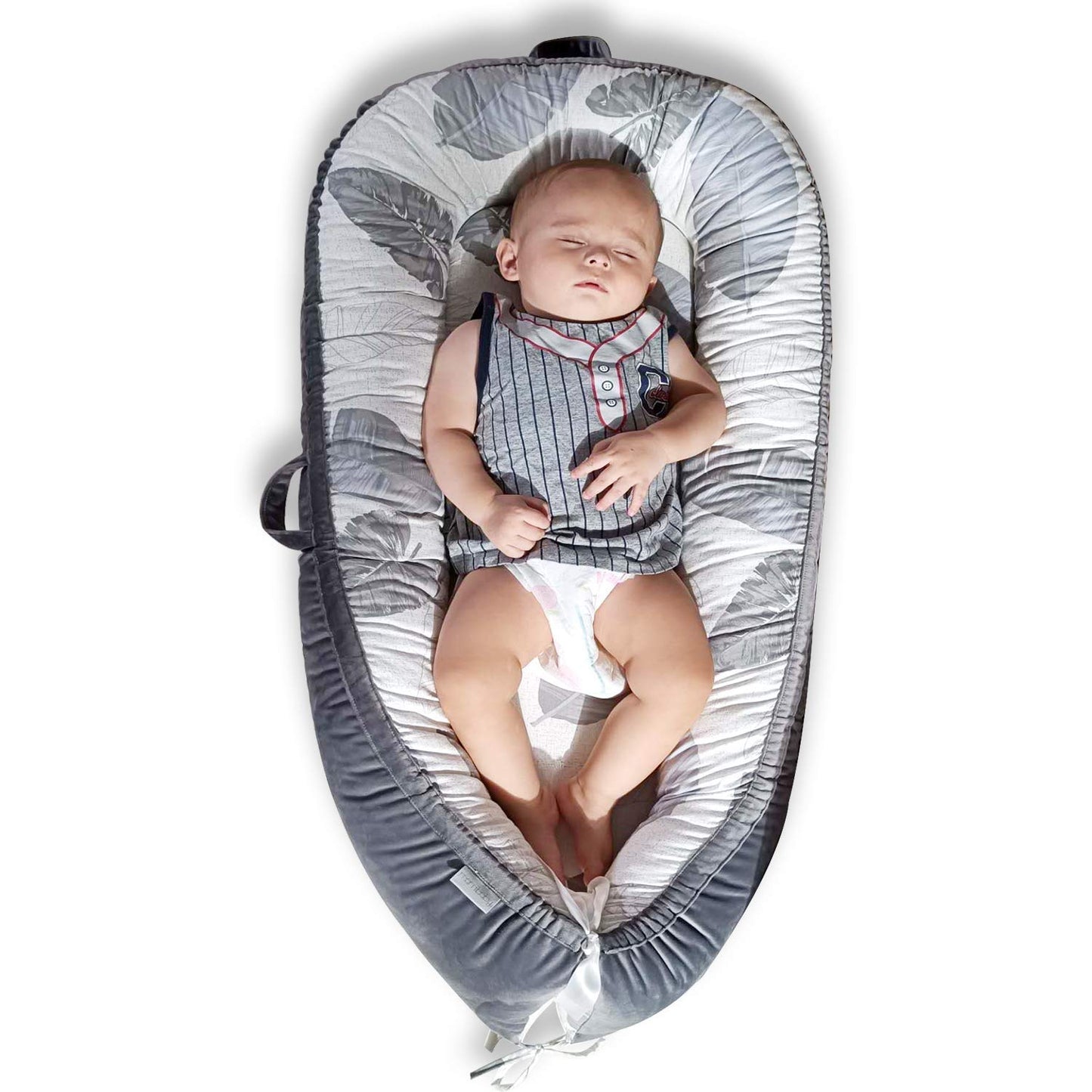 Jocute Baby Lounger, Cotton Breathable Baby Lounger Pillow Cover,Infant Lounger For Travel, Grey Protable Cosleeper, Ultra Newbo