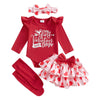 Fybitbo First Valentines Day Baby Girl Outfit Heart Letter Romper Ruffle Tutu Skirt Dress Newborn Infant Girl Clothes Set (Red-M