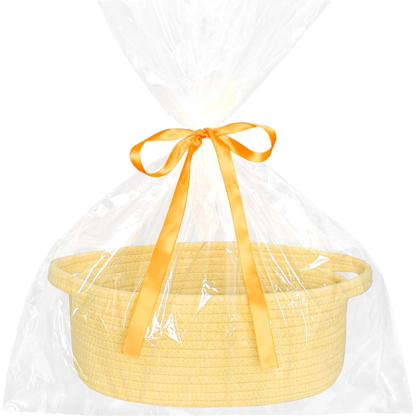 ABenkle Small Basket with Gift Bags and Ribbons, Empty Gift Baskets for Mothers Day, Decorative Boho Rope Woven Nursery Storage