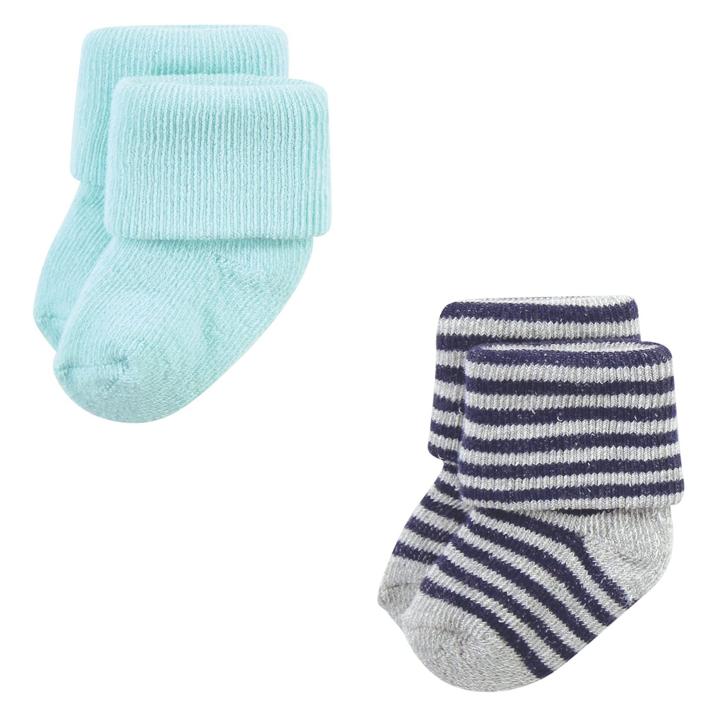 Hudson Baby Unisex Baby Cotton Rich Newborn And Terry Socks, Mint Whale, 0-6 Months
