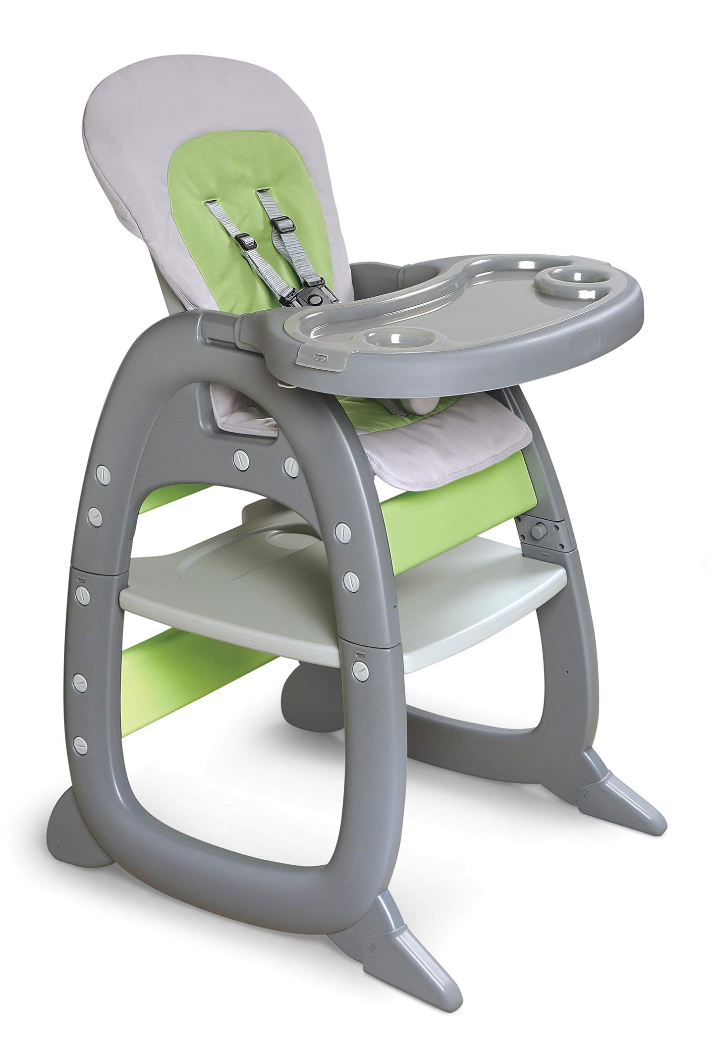 Badger Basket Envee II Convertible Baby High Chair with Infant Feeding Seat, Booster Seat, and Toddler Desk with Chair - Cool Gr