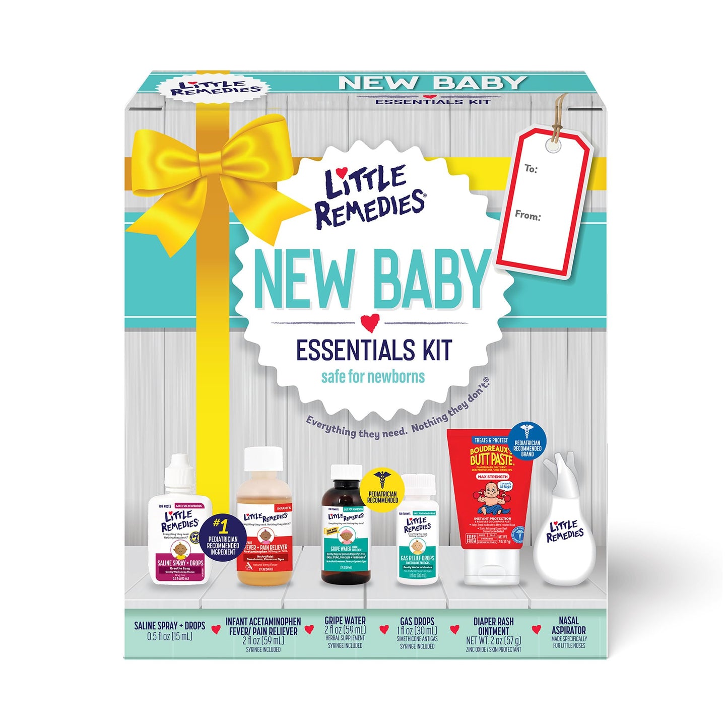 Little Remedies, New Baby Essentials Kit, 6 Newborn Essentials, Saline Nasal Spray, Gas Relief Drops, Gripe Water, Fever Relieve