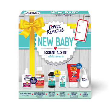 Little Remedies, New Baby Essentials Kit, 6 Newborn Essentials, Saline Nasal Spray, Gas Relief Drops, Gripe Water, Fever Relieve