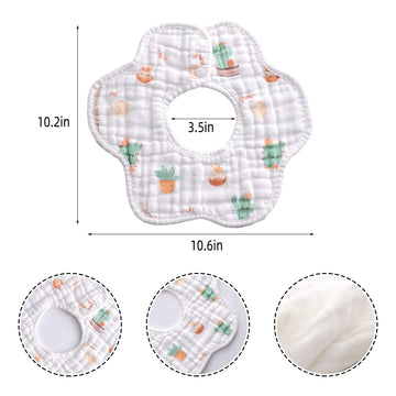 Merlinae Muslin Bibs, 6Pc Baby Bandana Newborn Drool Bibs For Teething And Drooling 360 Rotate