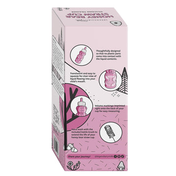 Legendairy Milk Honey Bear Straw Cup Silicone For Babies (Pink), 8 Oz. Dishwasher Safe Baby Straw Cup, Food Grade Silicone, Hone