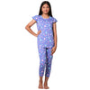 TotzTouch Girls Cotton Pyjama Set Printed T Shirt Capri Pant (3/4 th Pant) Night Dress Star Print Age 11 to 12 Years Pack of 1 P
