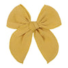 5.5 Inch Yellow Fable Hair Bow: Handmade Linen Cotton Hair Clip For Girls - 1 Pcs