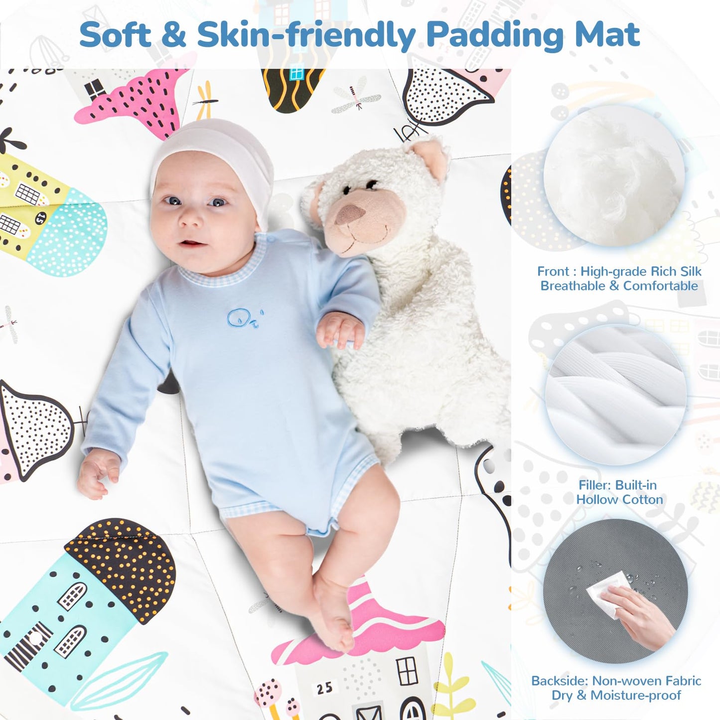 Baby Play Mat Tummy Time Mat With Exclusive Foldable Design, Stage-Based Skill Development Activity Gym, Machine Washable Baby P