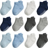 Aroveea Non Slip Grip Ankle Baby Socks 6-12 Months Old Black For Toddler Boys And Girls Kids Socks 12 Pack,Infant Cute Cotton Ba