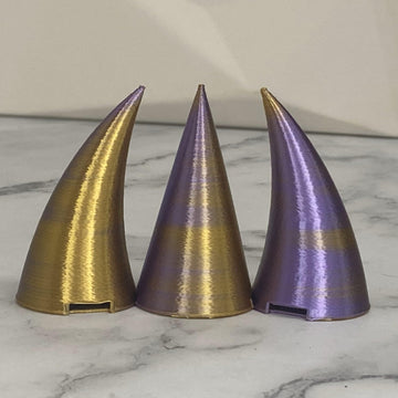 2X Demon Horns For Headset/Cosplay - Made In Usa -16 Colors (Dual Gold/Purple)