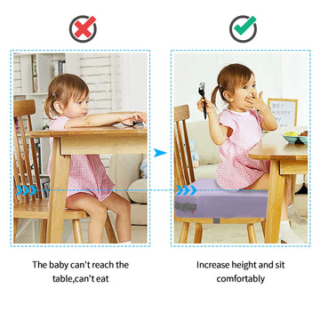 Toddler Booster Seat For Dining Table, Pu Washable Double Safe Straps Non-Slip Bottom Booster Seat Cushion, Strong Support Porta