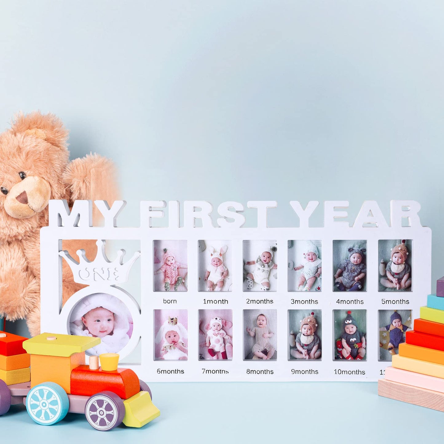 Newborn Baby Picture Frame My First Year Frame Baby Photo Frame 12 Month Baby Keepsake Frames Monthly Milestone Desktop Picture