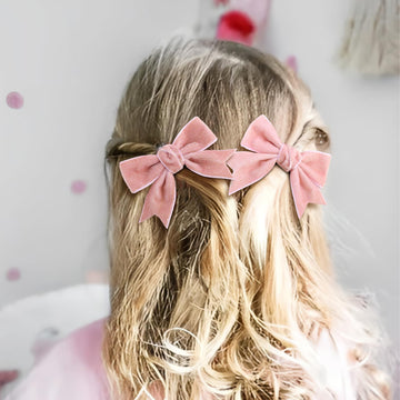 Yanjie Red Hair Bows Clips Red Velvet Bows Pink Hair Clips Girls Pink Alligator Barrettes Clips Velvet Ribbon Hair Accessories