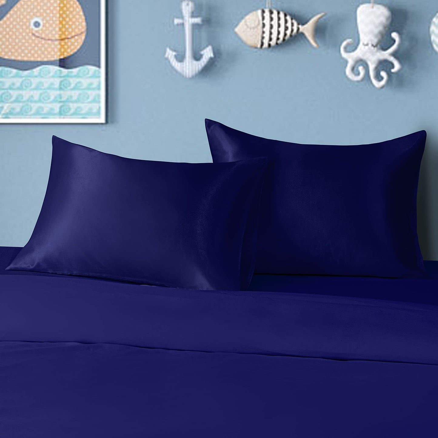 Bedsum 2 Pack Silk Satin Toddler Pillowcases, Luxury Silky Travel Envelope Closure Pillow Cases For Baby Boys And Girls, 14X20 I