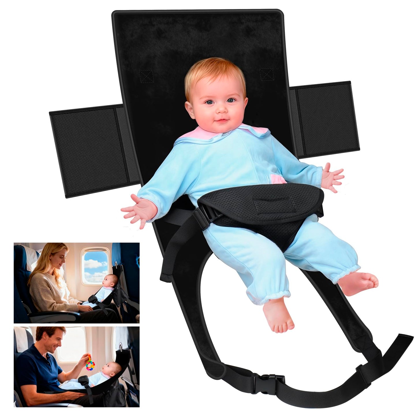 TRELC Portable Baby Airplane Bed, Toddler Airplane Bed for 1-12 Months Old Baby, Babies Infant Beds for Flight, Baby Travel Esse