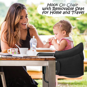 Hook On Chair, Portable Baby Feeding Seat Attached To Table - Clip On High Chair With Fold-Flat Storage Bag, Easy Clean Fast Tab