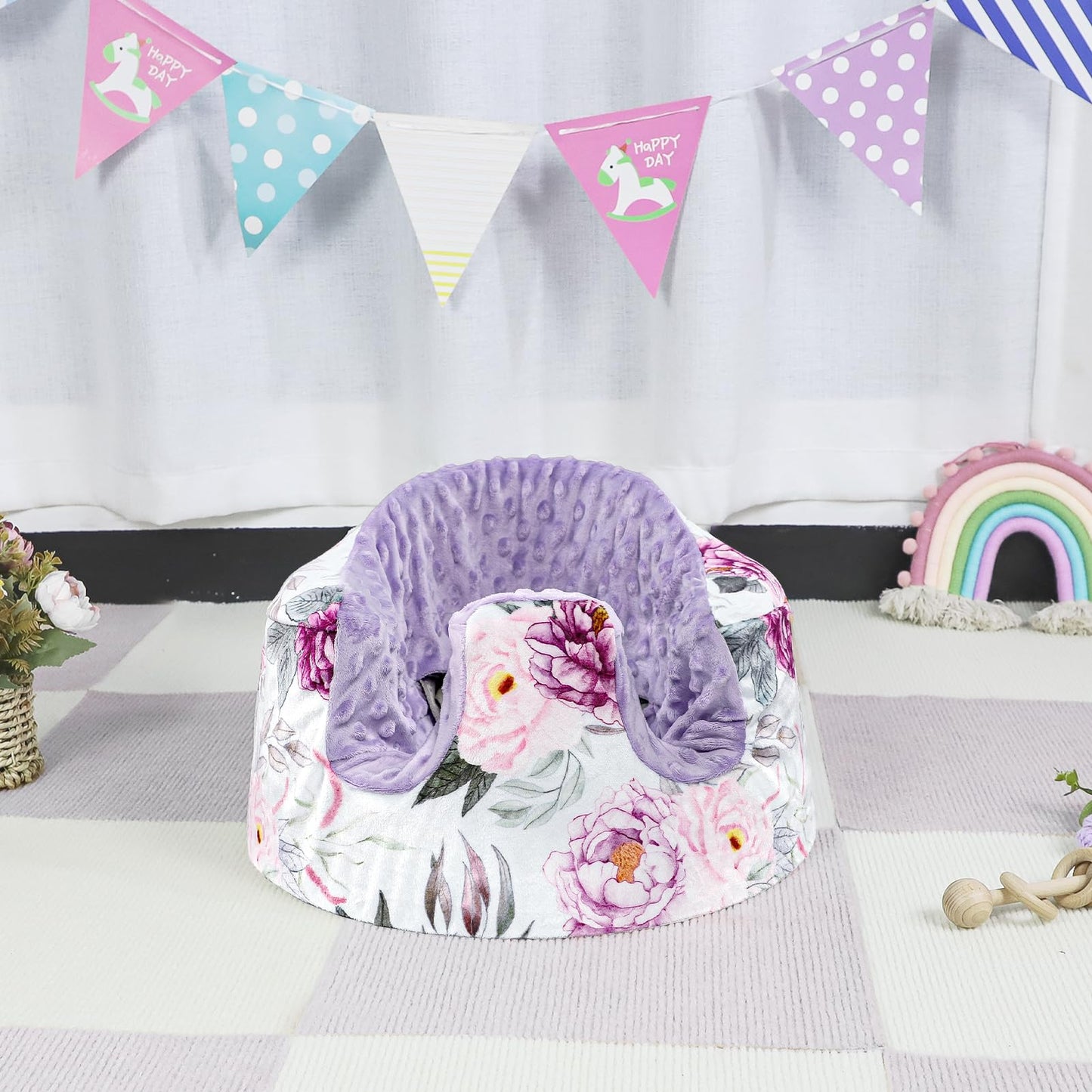 Jundetye Baby Seat Cover Compatible With Bumbo Seat, Soft Comfortable Minky Seat Cover For Baby Girl Boy, Breathable Removable C