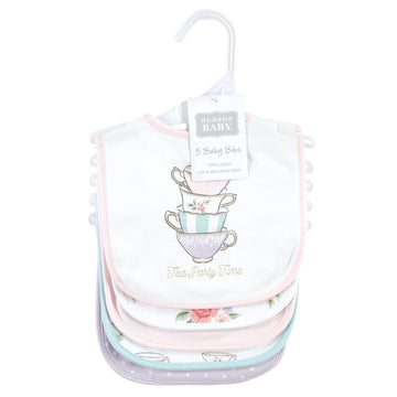 Hudson Baby Unisex Baby Cotton Bibs, Tea Party, One Size