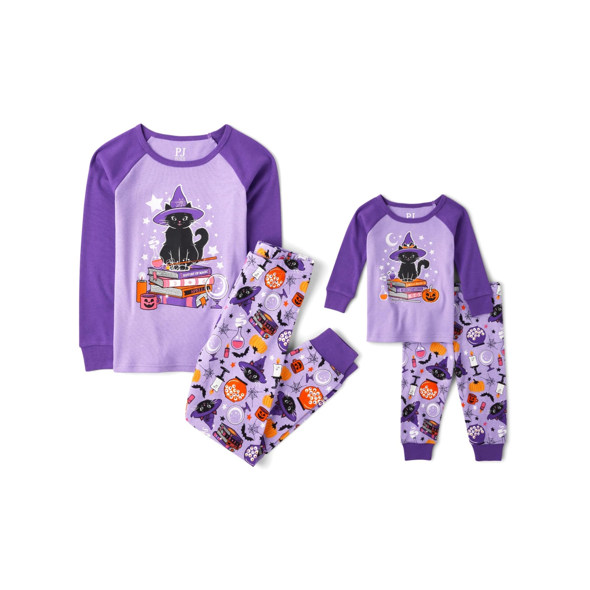The Children'S Place,Unisex Baby,And Kids, Sibling Matching, Holiday Pajama Sets, Cotton,Witchy Cat Halloween,12 Months