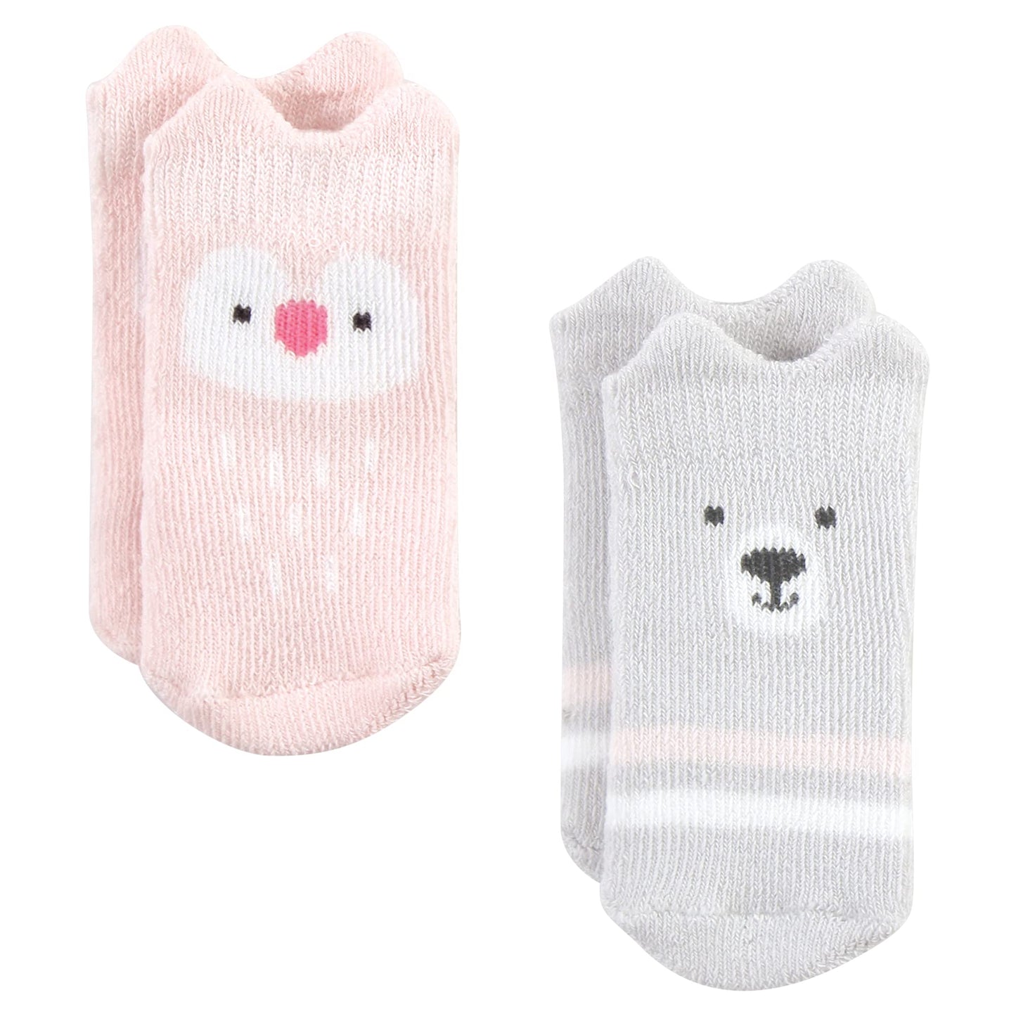 Hudson Baby Unisex Baby Cotton Rich Newborn And Terry Socks, Pink Animals, 0-6 Months