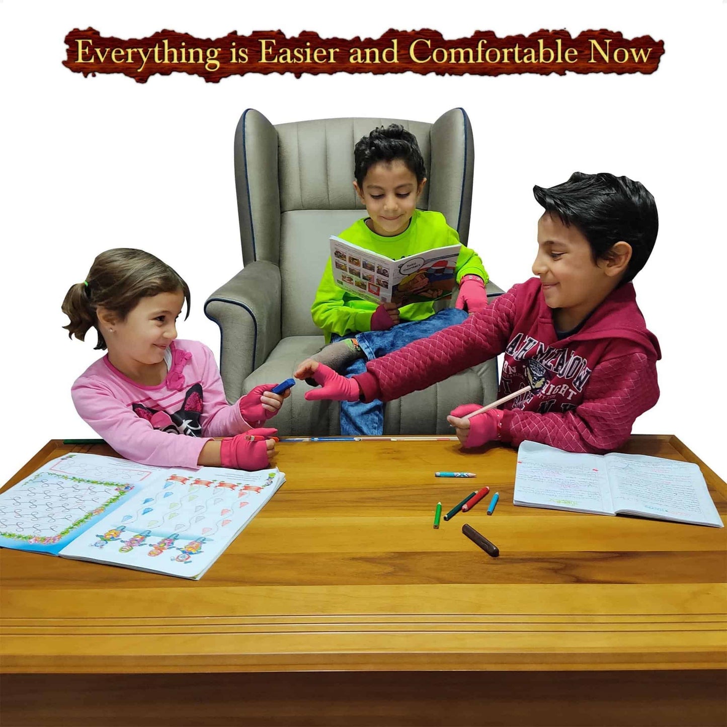 Offa Thumb Sucking Stop For Kids (Ages 3-6) - Kit Has 2 Thumb Sucking Deterrent Gloves (Pomegranate Flower) & Guide Booklet