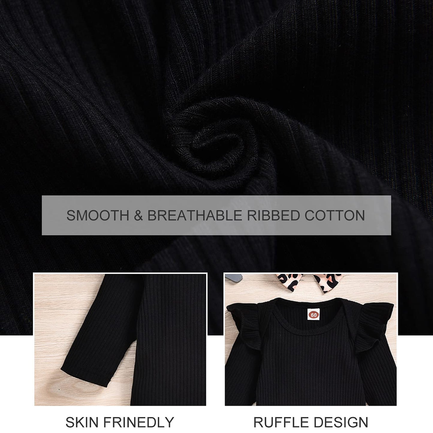 Preemie Newborn Infant Baby Girls Clothes Ribbed Bodysuit Romper Leopard Pants Set Fall Winter Spring Outfits (Cheetah, 12-18 Mo