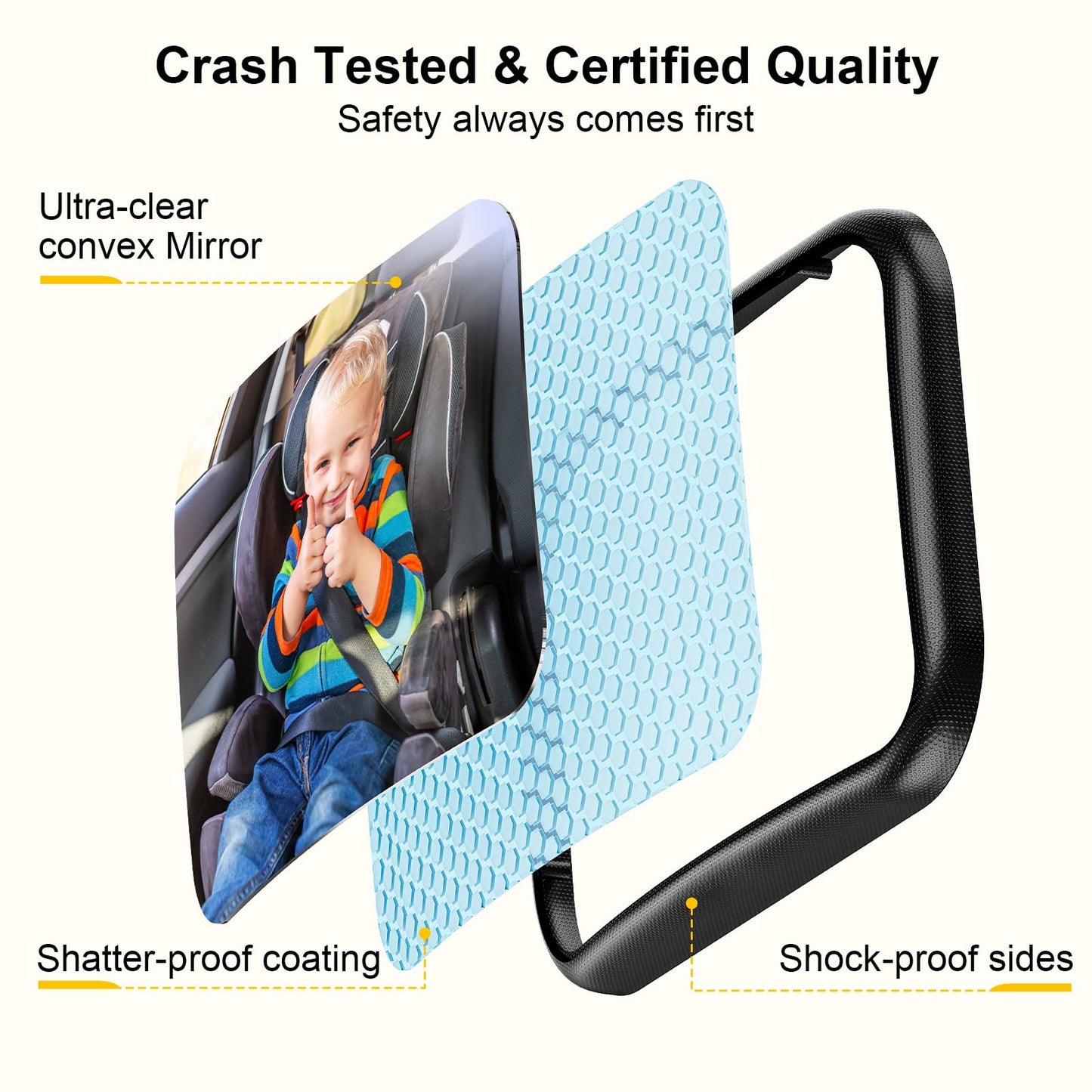 Tazeni Baby Car Mirror For Baby Hook Clip Design Shake Baby Mirror For Car Seat Mirror Rear Facing Never Shake Easy Install Back