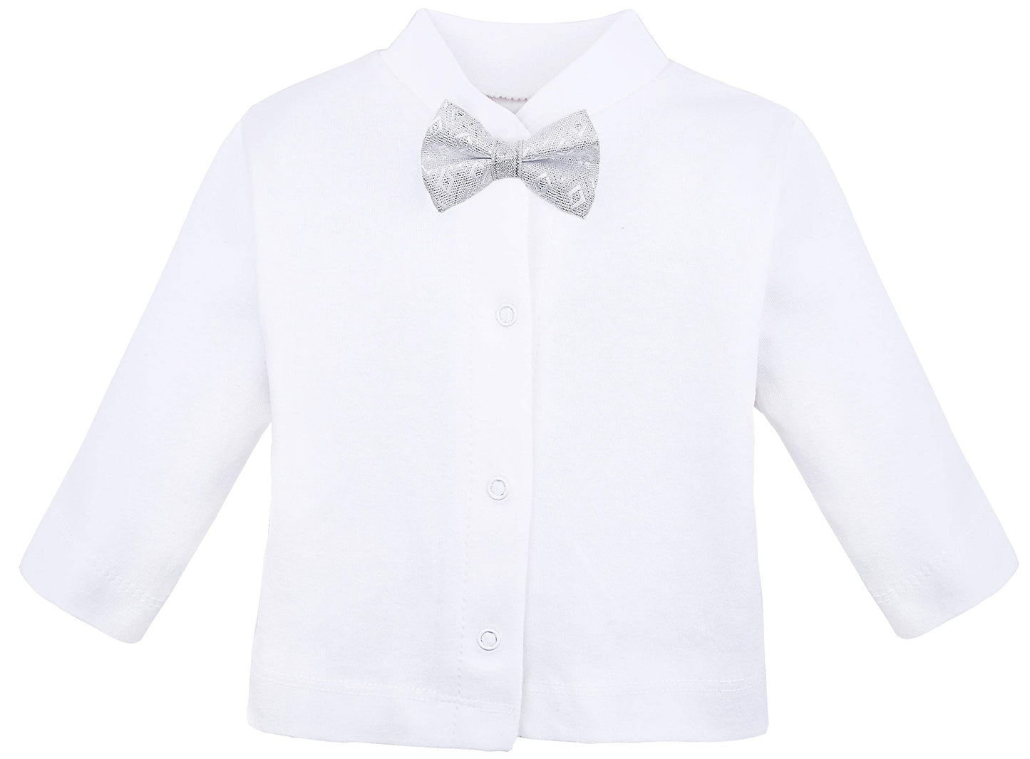 Lilax Baby Boys Newborn Gentleman Outfit Long Sleeve White Shirt With Vest And Pant 6 Piece Set 0-3 Gray