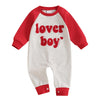 Ursobutegl Newborn Baby Boy Romper Jumpsuit Lover Boy Letter Embroidery Long Sleeve Bodysuit Sweatshirt Valentines Day Outfit (G