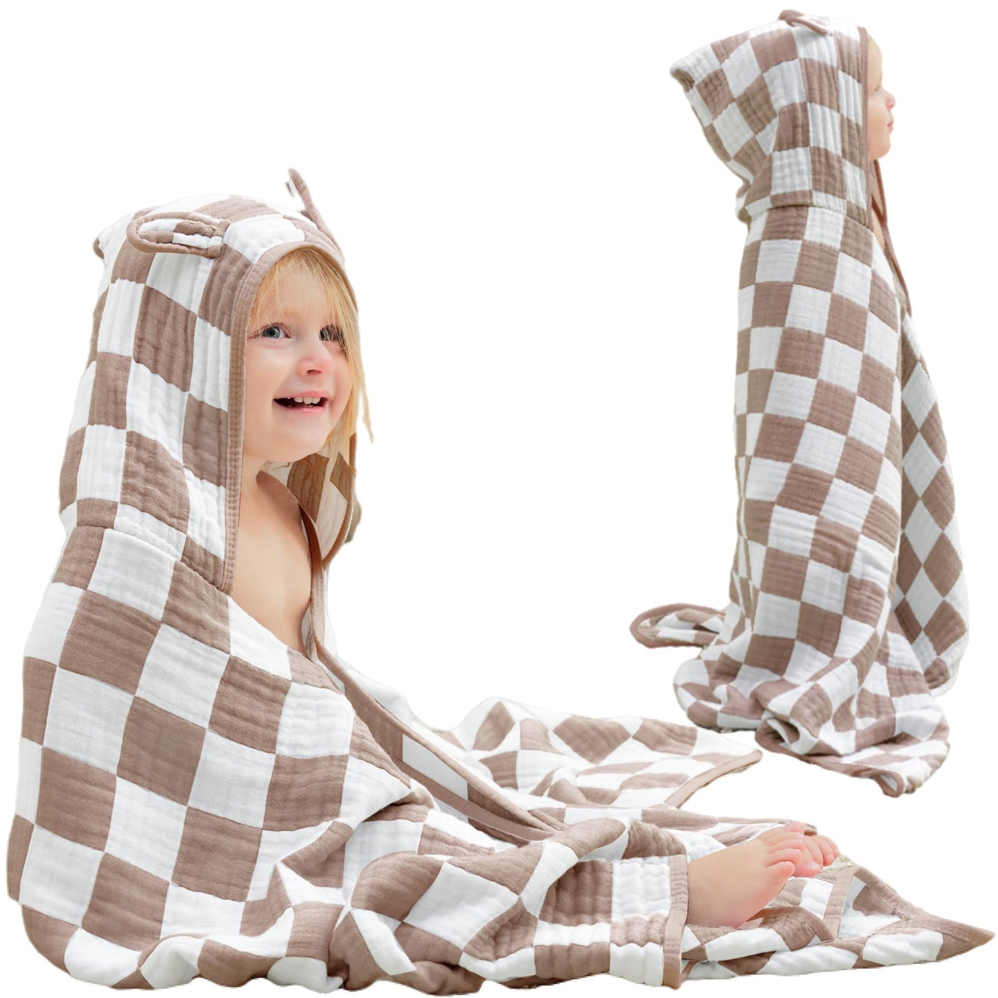 HardNok Ultra-Soft Muslin Toddler Hooded Towel - 55 x 28 Inches, Ideal for Bath & Beach, Suitable for Both Boys & Girls from New