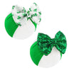 Lanmerry St Patricks Day Bow Baby Girl Hair Bows Clover Headbands Sequins Large Bows Green Hair Accessories Shamrock Headbands F