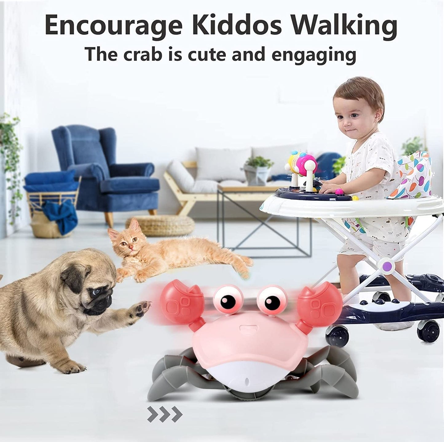 control future Baby Girl Toys Tummy Time: Pink Crawling Crab Babies Montessori Toy Learning 36 Months 3 Year Old Birthday Infant