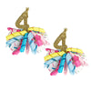 Birthday Hair Clips For Baby Girls - 2Pc Curly Ribbon With Gold Number Bow Hair Clips For 4Th Birthday Baby Bow Party Decoration