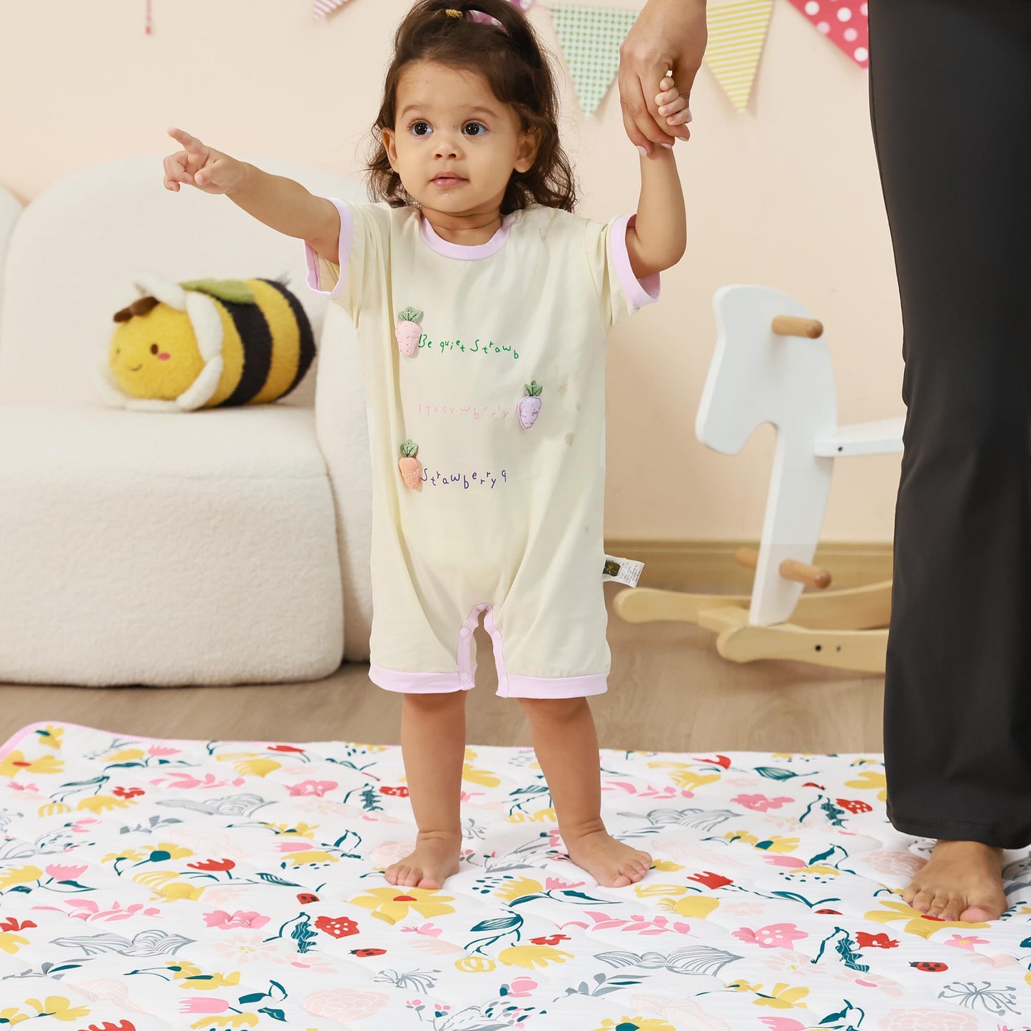 Lasoftan Baby Play Mat, Extra Thicker & Large Baby Mat For Floor, Soft Non-Slip Cushioned Play Mats For Babies, Toddlers, Foldab