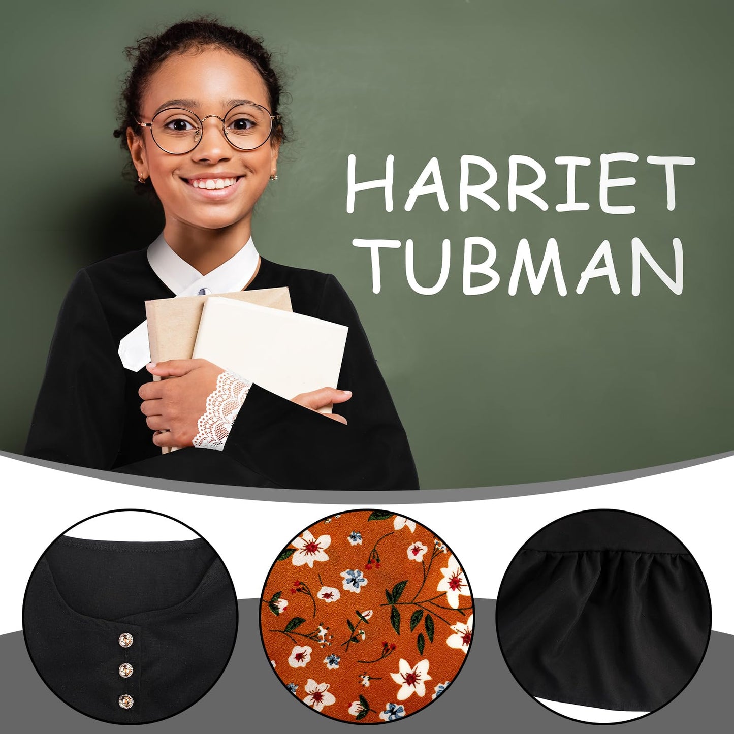 Panitay 6 Pc 1800S Colonial Costumes With Lace Cuffs Lace Collar Led Lantern For 100Th Day Of School Cosplay Party Girls Kids(Me