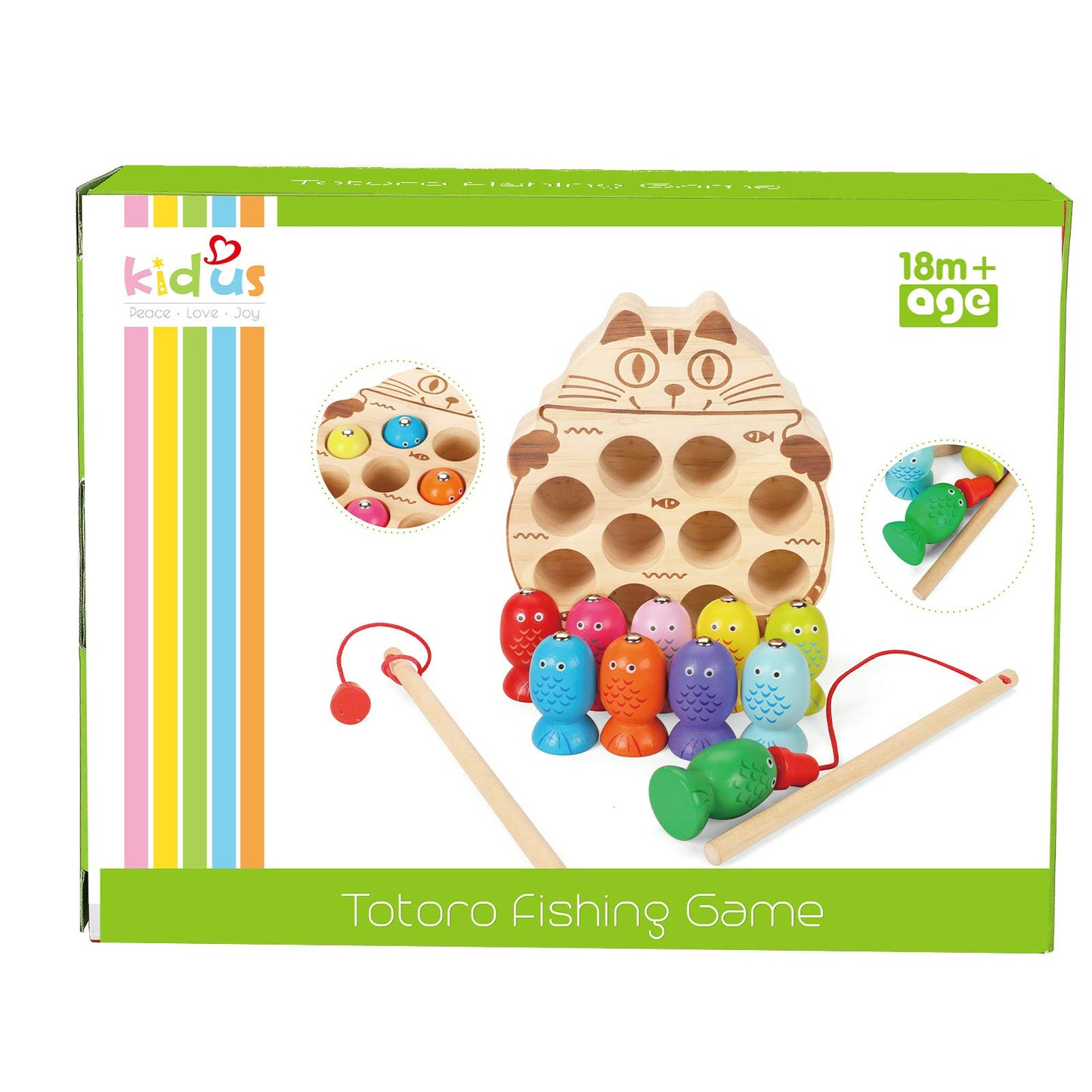 kidus Montessori Magnetic Wooden Fishing Game for Toddlers 1-3 Years Old,Fine Motor Skills Early Learning Eyes Hands Cooperation