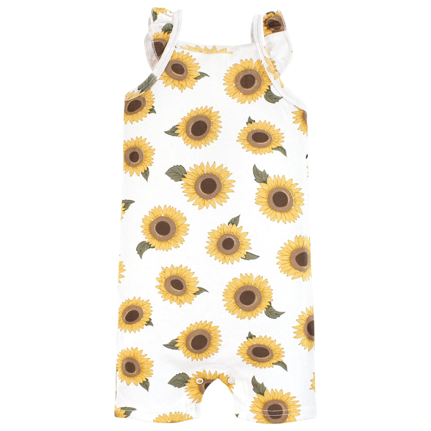 Hudson Baby Unisex Baby Cotton Rompers, Sunflower, 9-12 Months