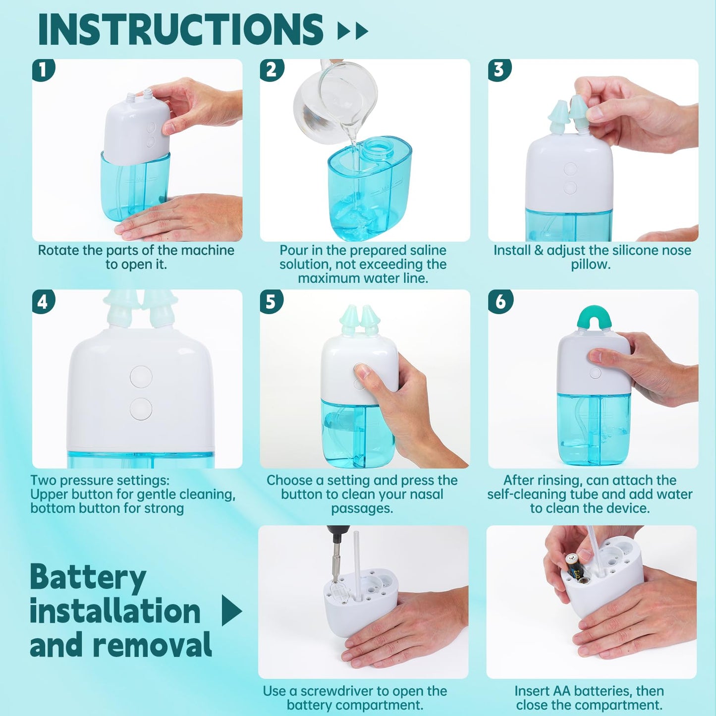 Nasal Irrigation System With Dual Speed And Auto Waste Collection - Portable And Travel-Friendly Nasal Irrigator - Nasal Cleaner