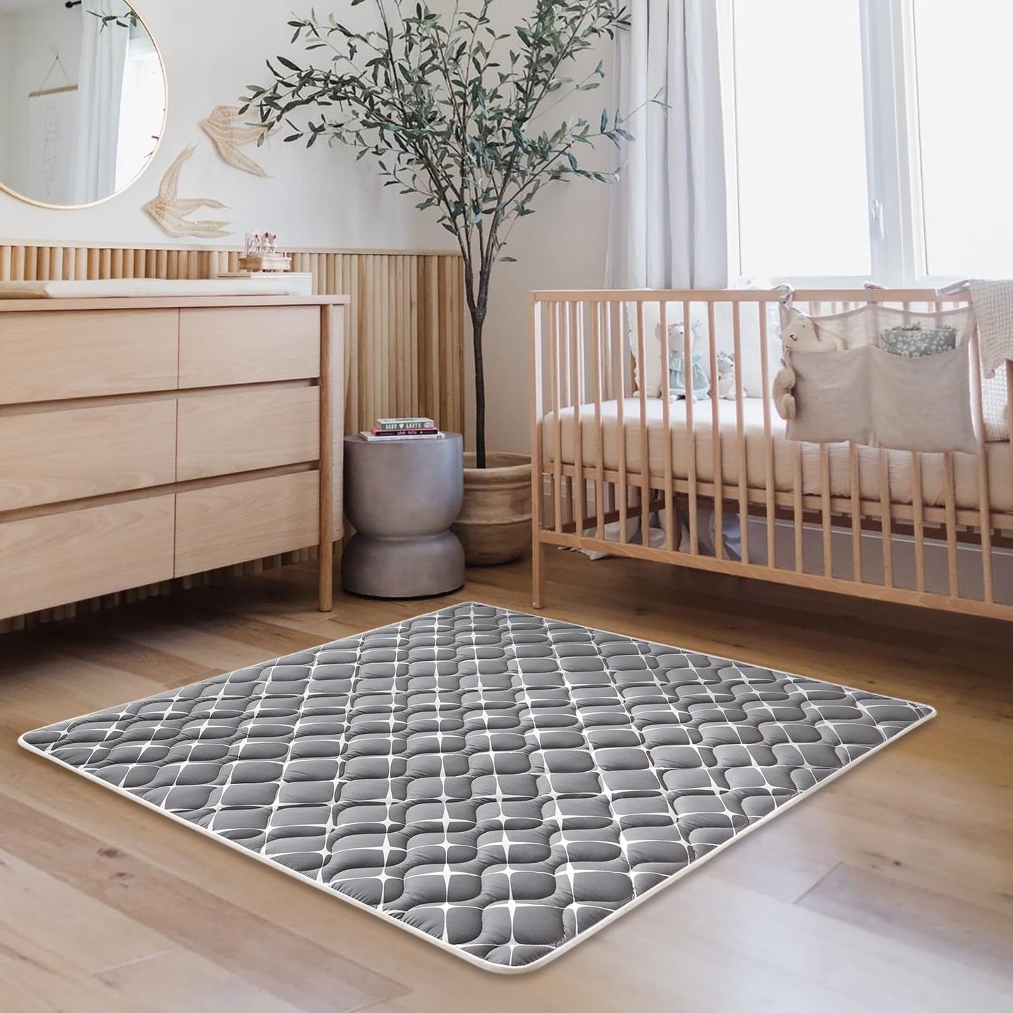 Vibe Bear Baby Foam Play Mat, 50X50 Inches Baby Crawling Mat, Thicken One-Piece Baby Playmat, Non Slip Washable Baby Play Mat Fo