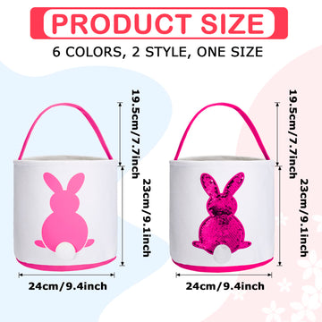 Jexine 12 Pcs Easter Bunny Basket Bags Bulk For Kids Gift Bucket Easter Eggs Hunt Basket With Handle Bunny Tote Bag Carry Bucket