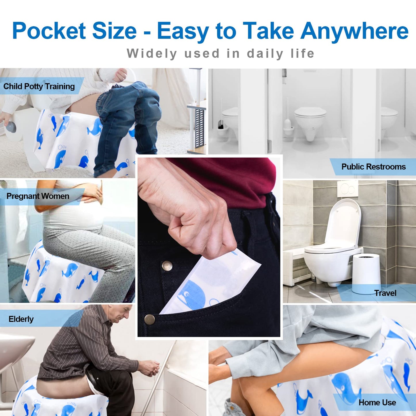 41 Pack Toilet Seat Covers Disposable, Extra Large Disposable Toilet Seat Covers For Adults, Individually Wrapped Potty Training