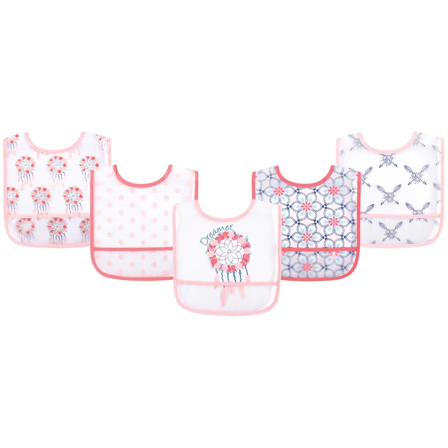 Yoga Sprout Waterproof Bibs, 5 Pack, Dream Catcher